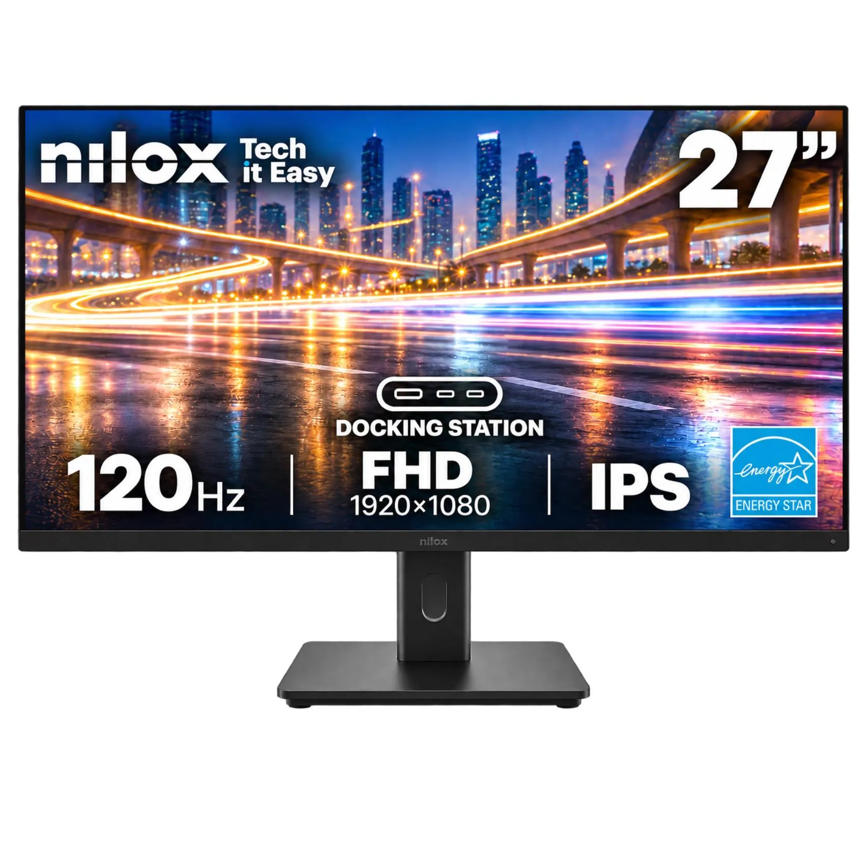 Nilox Monitor 27 Ips FHD Speaker Vga Hdmi Dp Hub Reg Energy Star NXM27RDSES120 - immagine 1