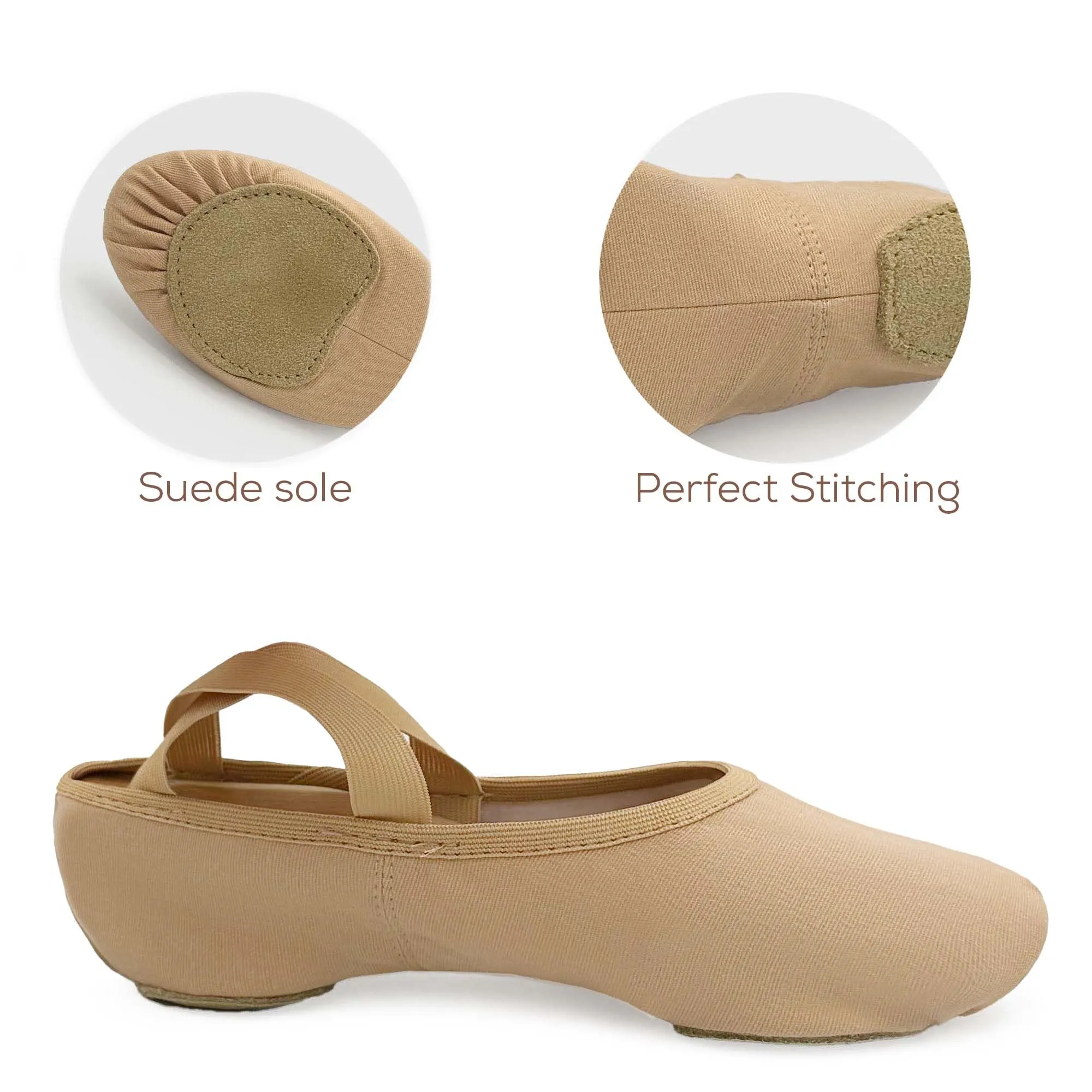 So Danca - SD16 Bliss, Scarpe da Ballo con Suola Divisa in Tela Elasticizzata per Adulti, Donne, Alte Prestazioni, sabbia, 35.5 EU - immagine 2