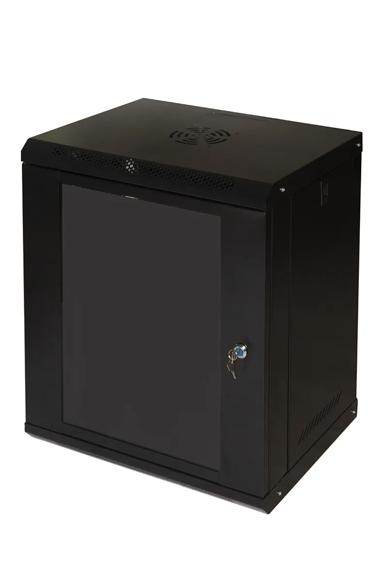 Armadio Rack 19 12U Link Serie Light Colore Nero Con Porta Vetro (Axpxl) Mm 600X400X530 Ripiano Incluso - immagine 1