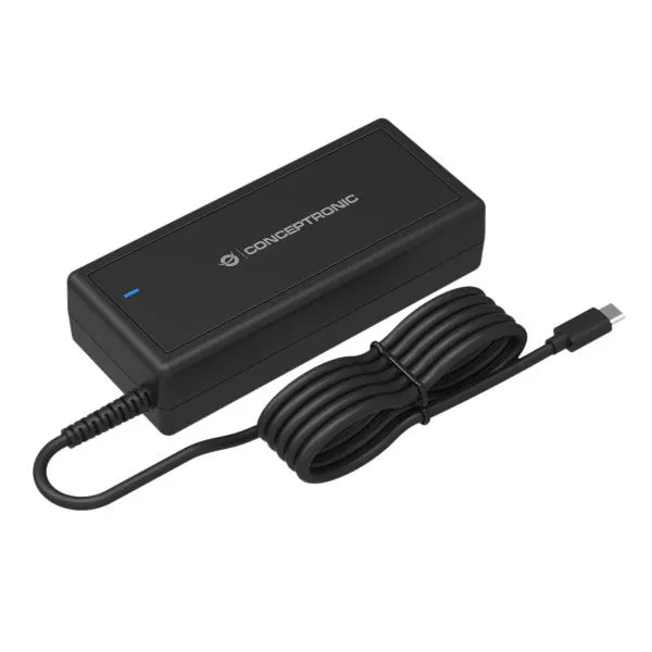 Conceptronic 90W Usb-C Pd Charger -- High-Power Gan Technology Supports A Range Of Output Options From 5.0V To 20.0V Programmable Power Suppl OZUL10BE - immagine 1