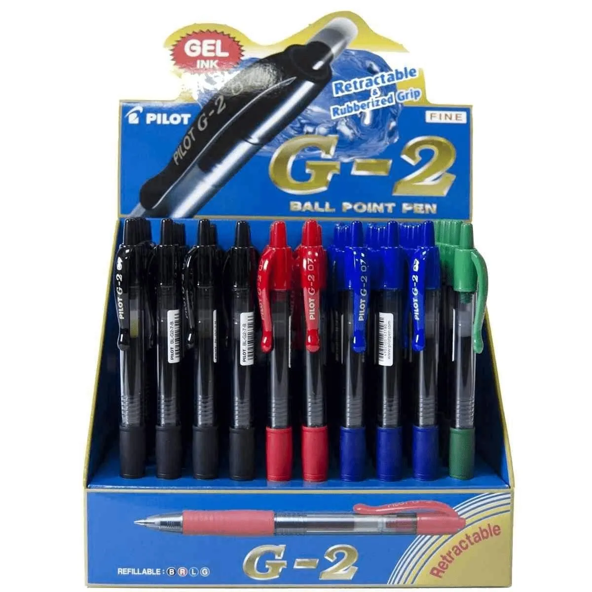 Pilot G2 Roller Espositore da 60 Penne Gel - Punta 07 mm - Linea 032 mm - Ricaricabile - Impugnatura Ergonomica - Colori Assortiti - immagine 1