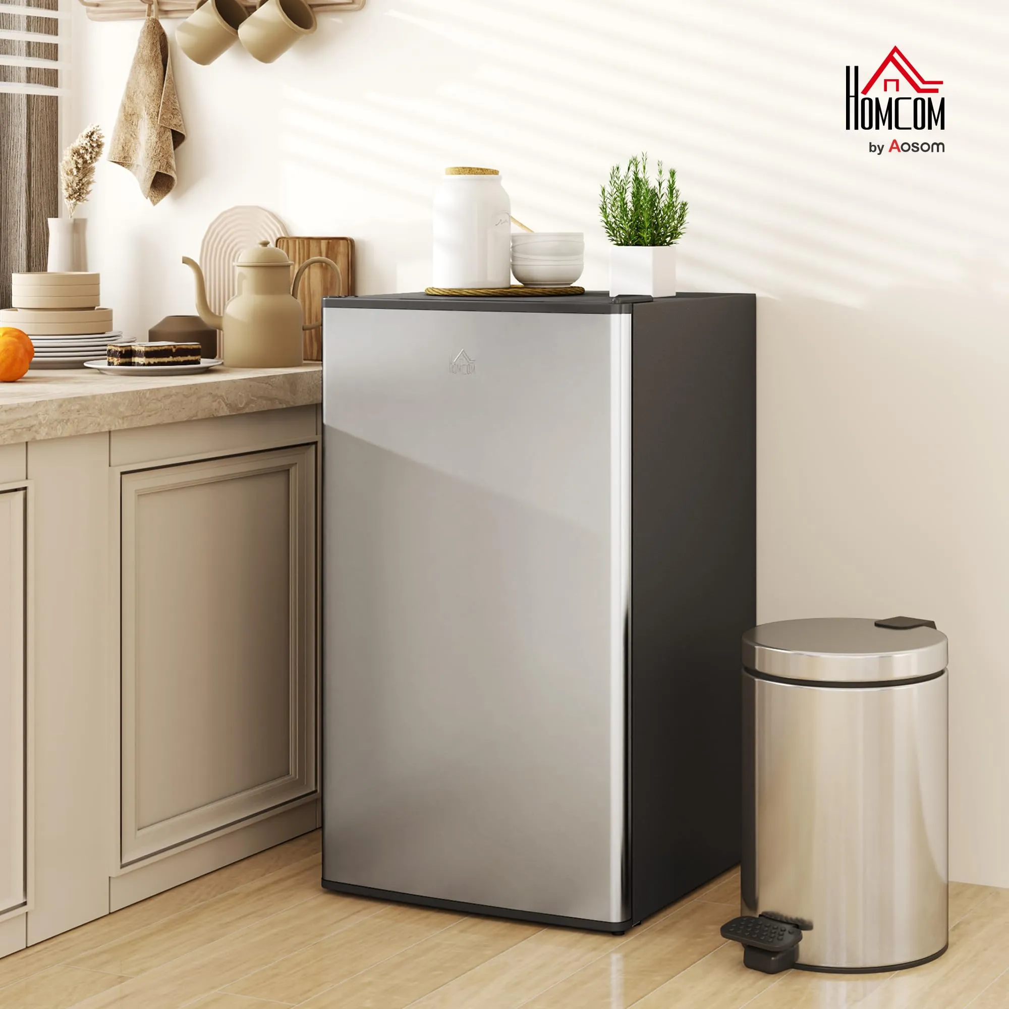 HOMCOM Frigorifero Piccolo 91L con Congelatore Classe E Argento e Nero - immagine 2