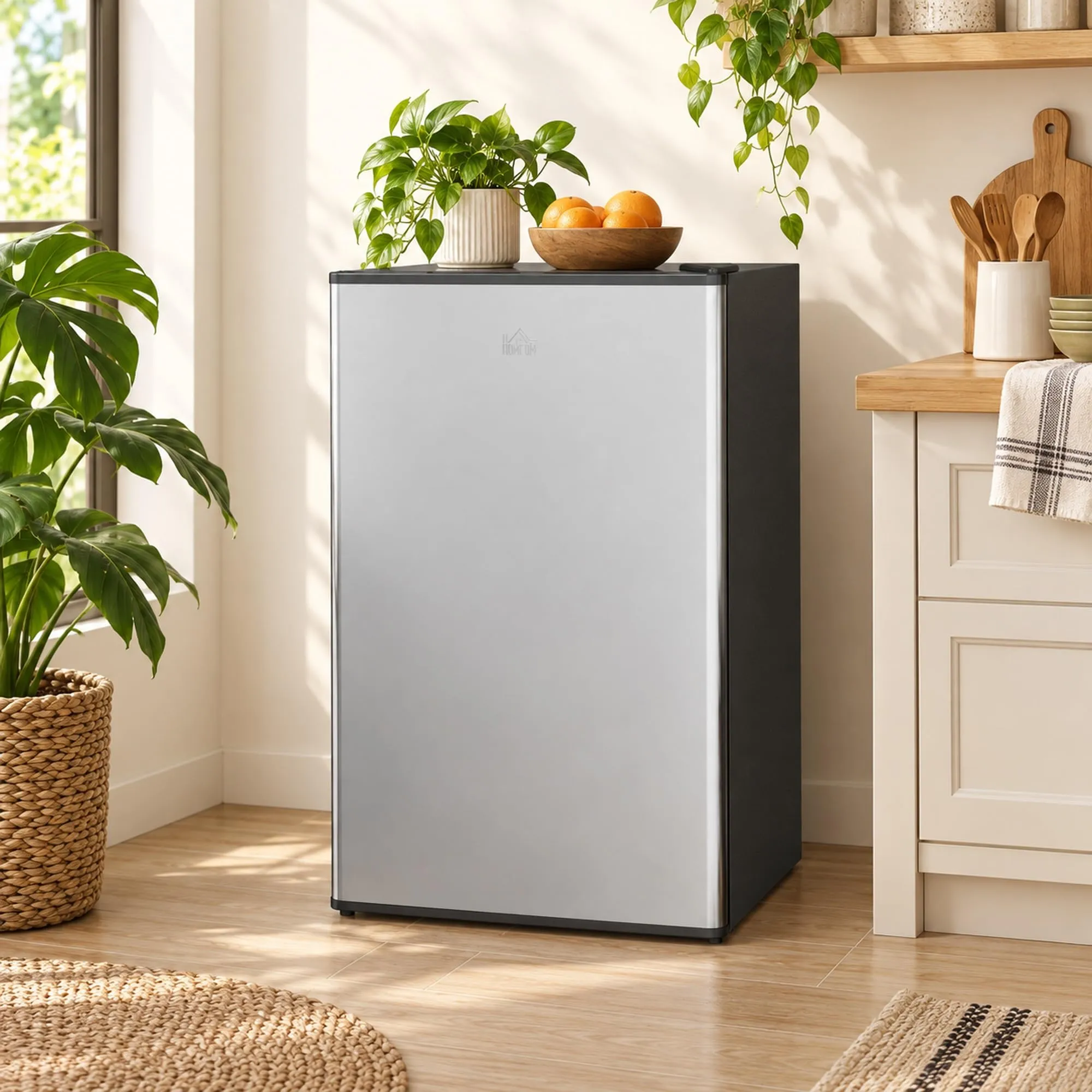 HOMCOM Frigorifero Piccolo 91L con Congelatore Classe E Argento e Nero - immagine 9