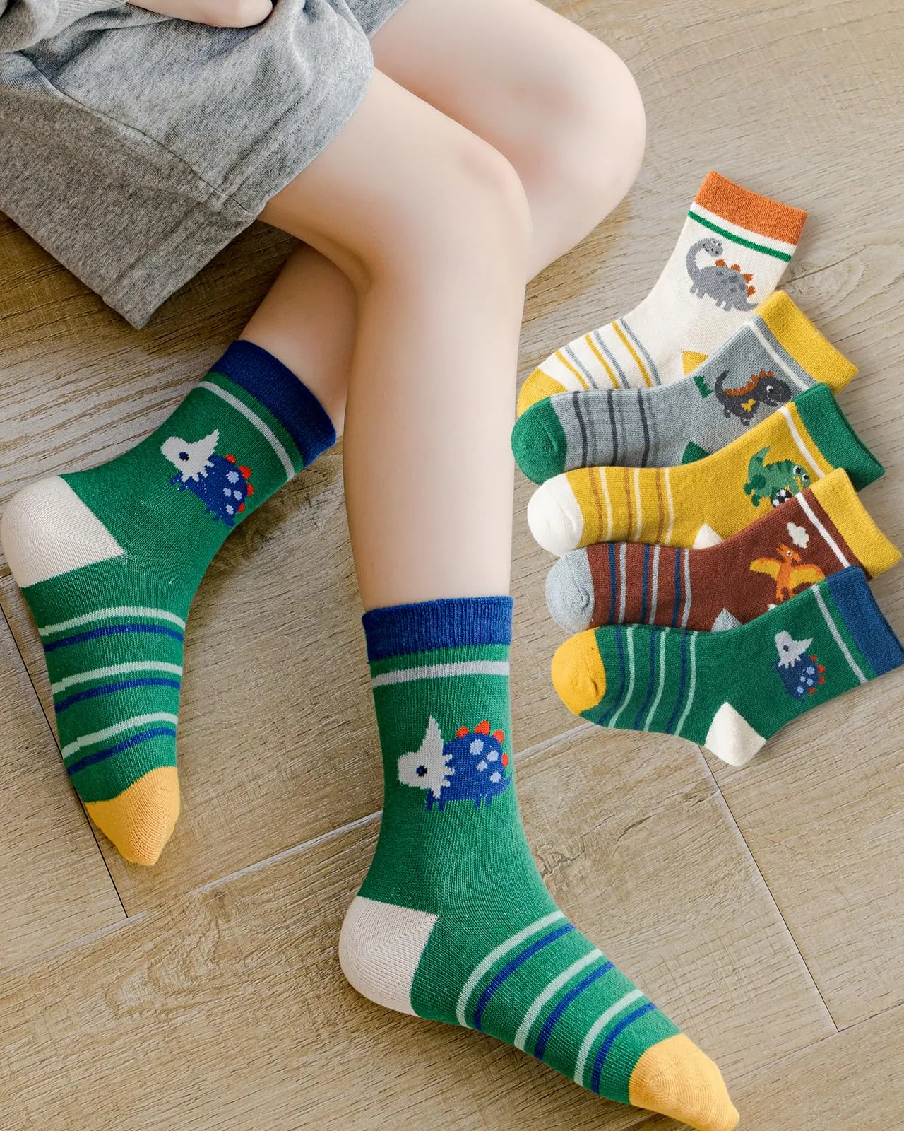 Kyopp 10 Paia Calzini per Bambini e Ragazze e Ragazzi Divertenti Calzini Animali in Cotone Unisex per Crew Socks 21-37 - immagine 2