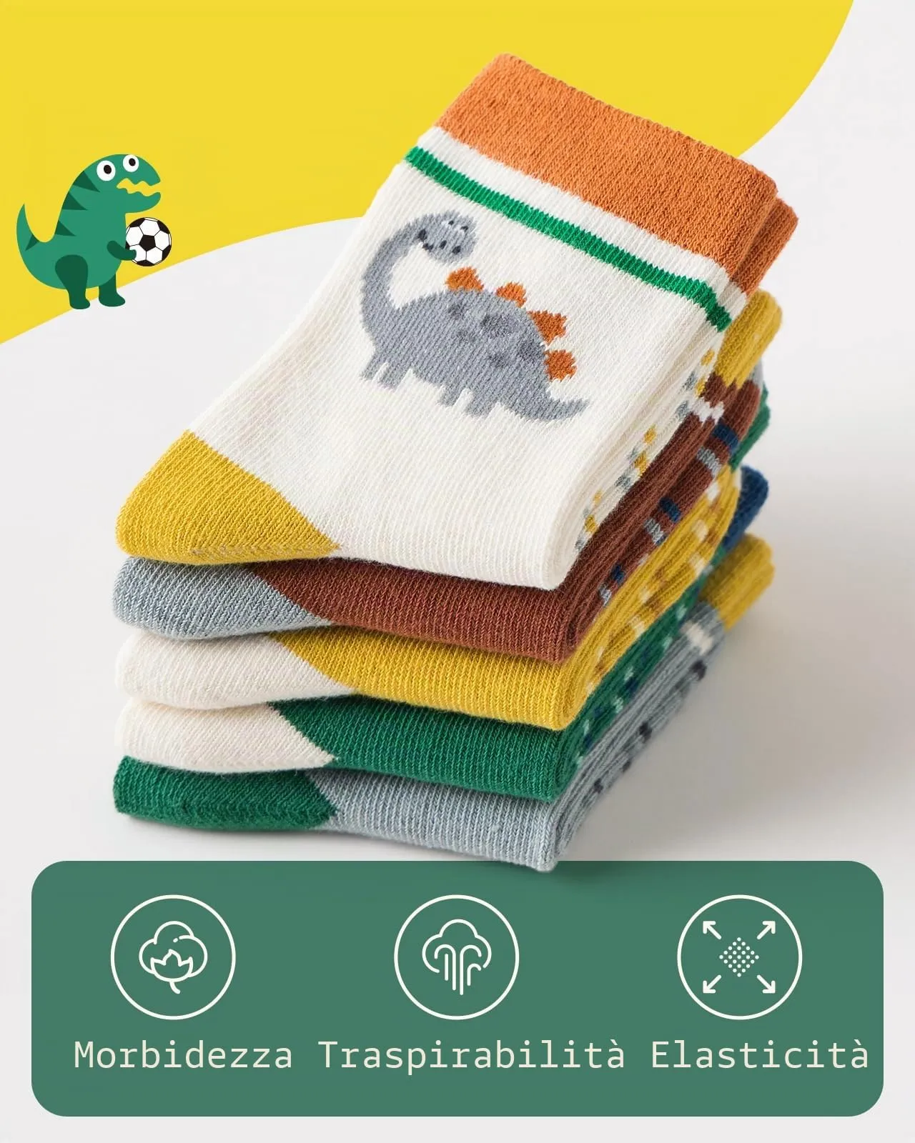 Kyopp 10 Paia Calzini per Bambini e Ragazze e Ragazzi Divertenti Calzini Animali in Cotone Unisex per Crew Socks 21-37 - immagine 4