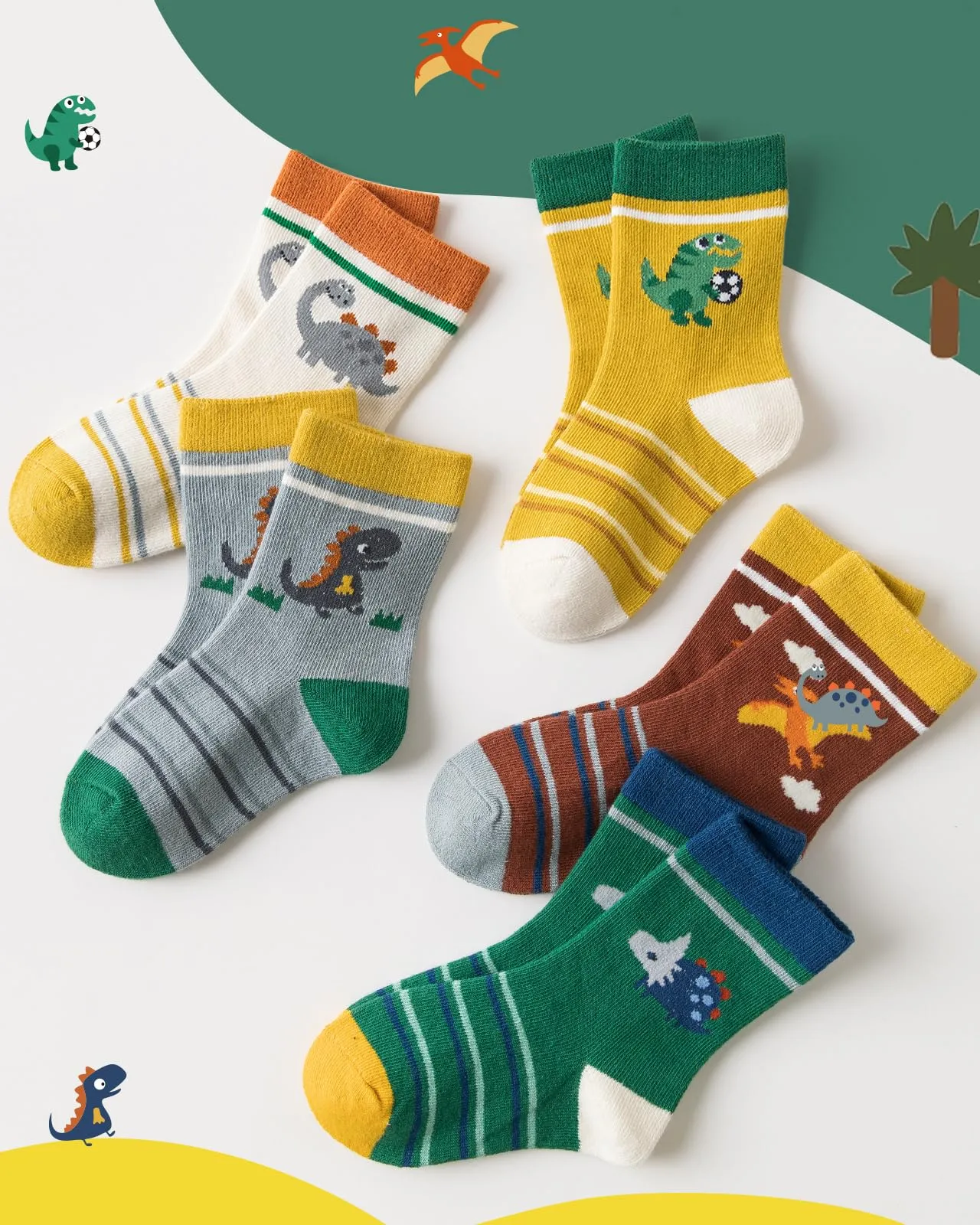 Kyopp 10 Paia Calzini per Bambini e Ragazze e Ragazzi Divertenti Calzini Animali in Cotone Unisex per Crew Socks 21-37 - immagine 7