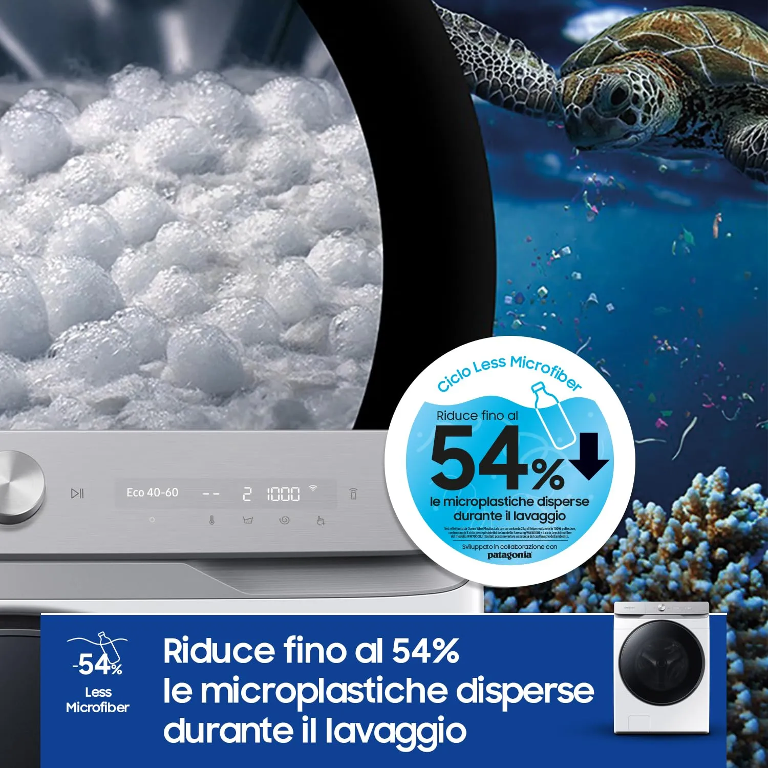 Samsung Lavatrice AI Control WF20DG8650BW/U3 Libera installazione, 20 Kg, Wifi, Ecobubble, AI Wash, Vapore Igienizzante, Carica Frontale, Corpo: Bianco, Oblò: Nero, 68,6l x 98,4h x 87,5p cm - immagine 5