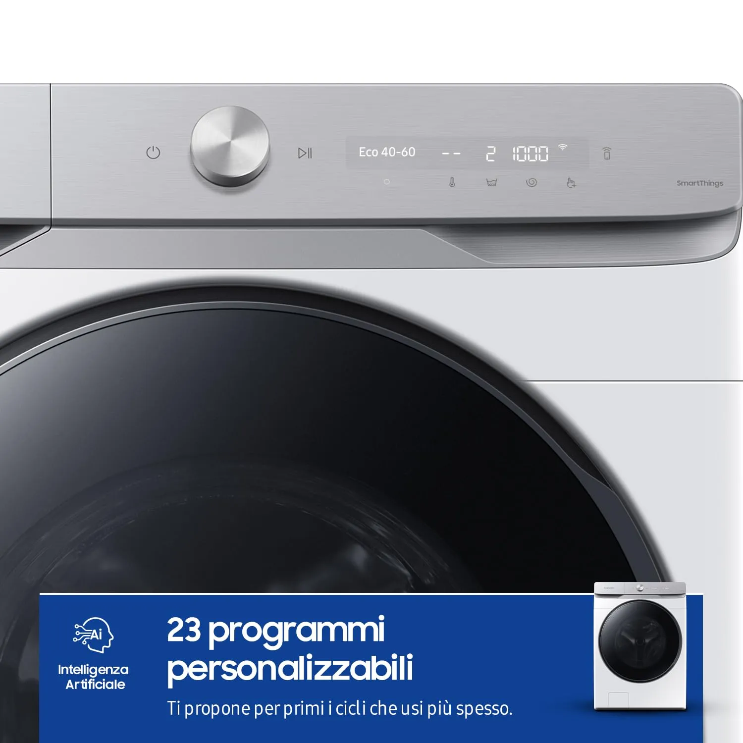 Samsung Lavatrice AI Control WF20DG8650BW/U3 Libera installazione, 20 Kg, Wifi, Ecobubble, AI Wash, Vapore Igienizzante, Carica Frontale, Corpo: Bianco, Oblò: Nero, 68,6l x 98,4h x 87,5p cm - immagine 6