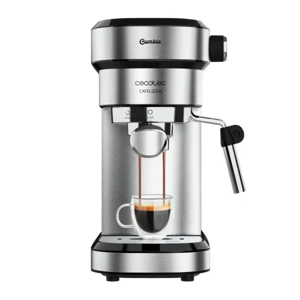 Macchina per caffè espresso Cecotec Cafelizzia in acciaio con lancia vapore - Potenza 1350W - Pressione 20bar - Termoblocco - Temperatura regolabile - Lancia vapore - Spegnimento automatico - Serbatoio 12L - Nero e argento - immagine 1