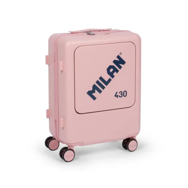 Valigia rigida da cabina Milan Collection 430 - 4 ruote doppie a 360° - Lucchetto con combinazione a 3 cifre - Apertura indipendente dello scomparto principale e di quello anteriore - Dimensioni 55x40x23cm - Rosa - immagine 1