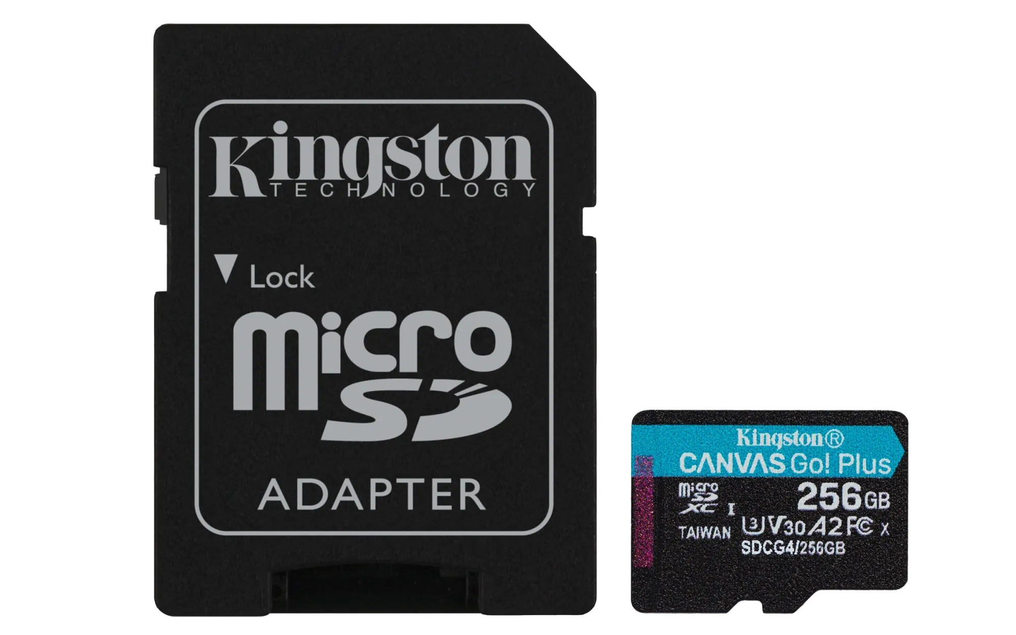 Kingston Technology Scheda microSDXC Canvas Go Plus Gen4 200MB/s A2 U3 V30 da 256 GB + adattatore - immagine 1