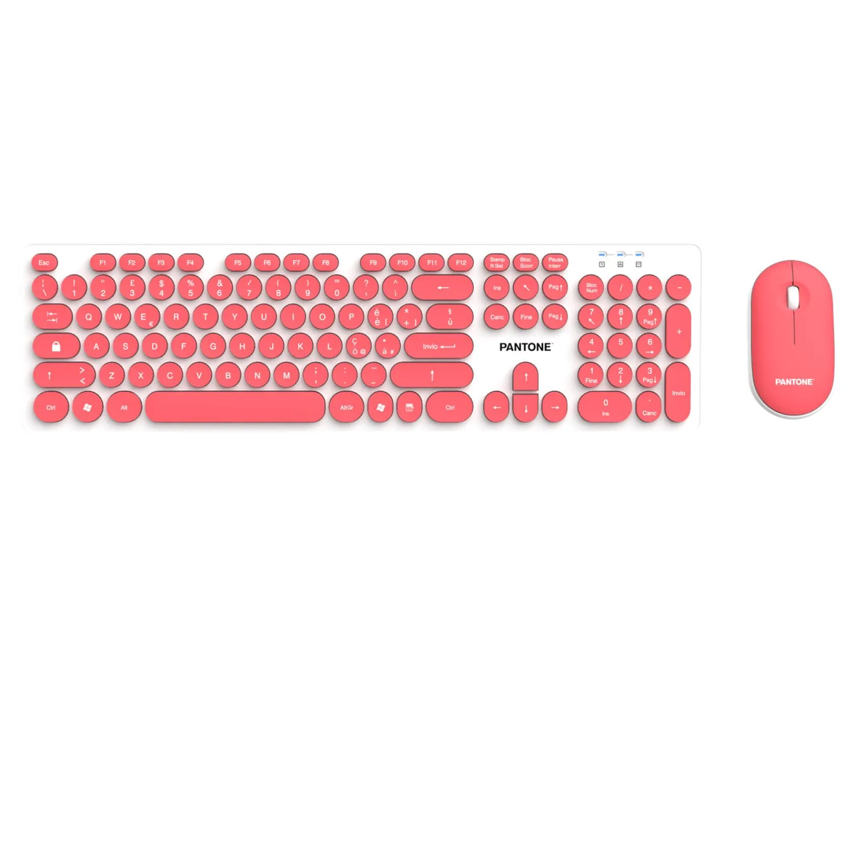 Pantone Tastiera Full Sz Con Mouse Pink PT-MK004S - immagine 1