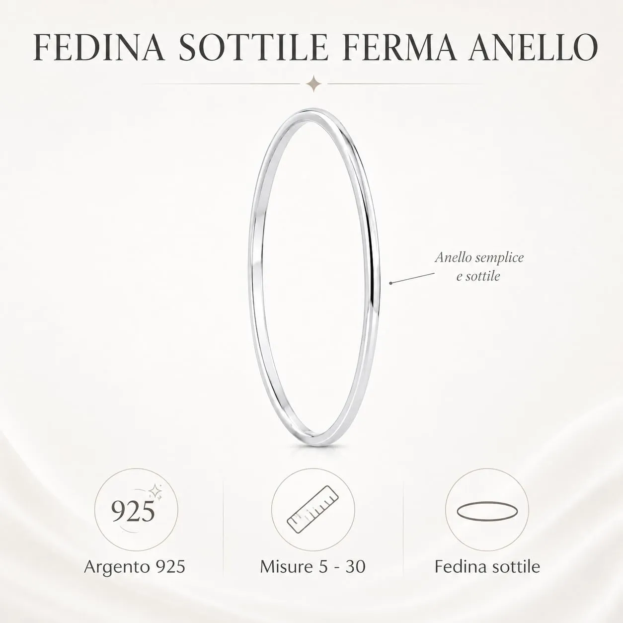 Niagara Gioielli Ferma Anello in Argento 925 Rodiato, Fedina Uomo Donna Made in Italy Fidanzamento, Varianti Oro e Oro Rosa (Argento, 8) - immagine 2