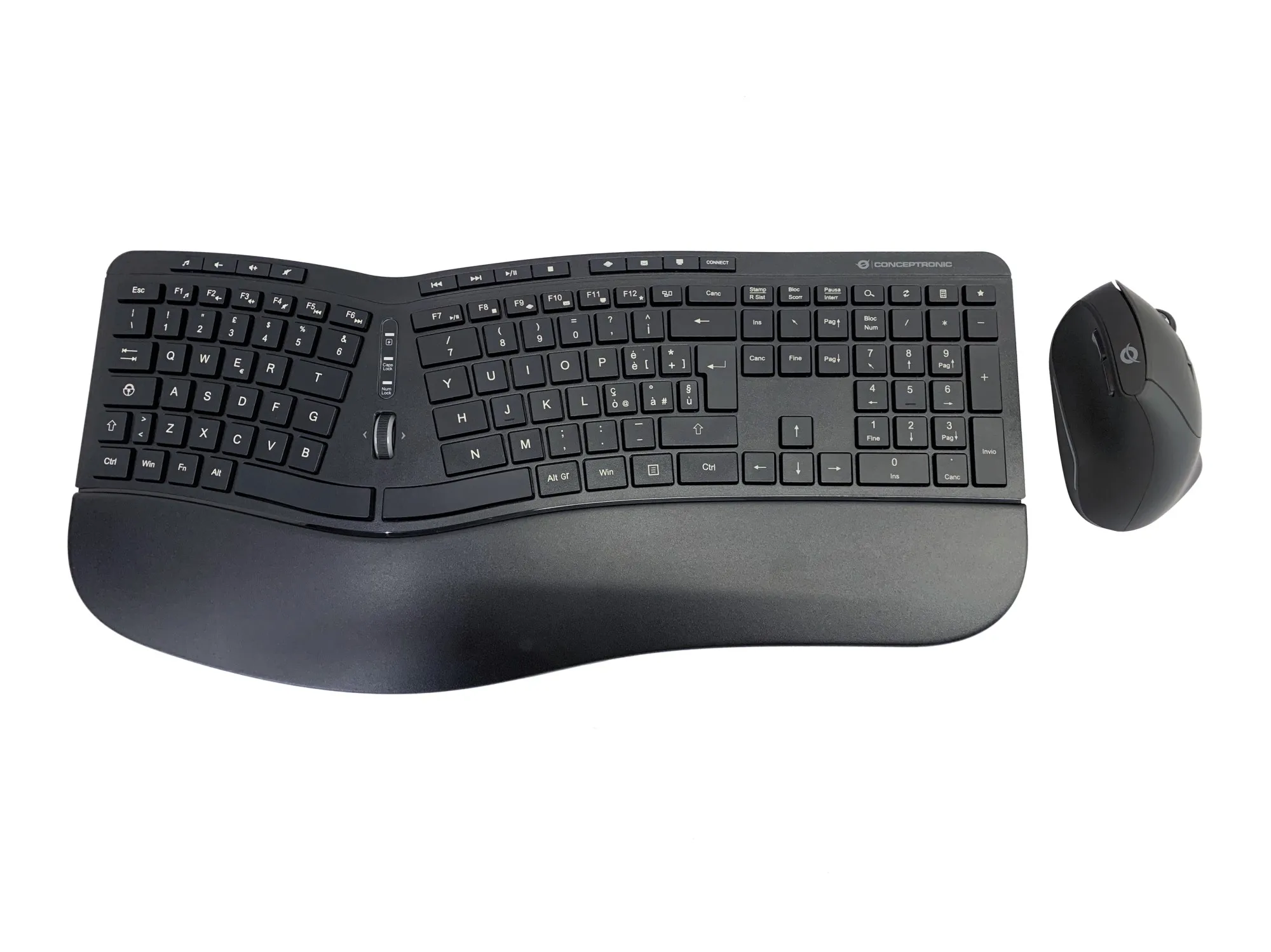 Tastiera+Mouse Wireless Ergonomic 1600 Dpi 125 Tasti - immagine 1