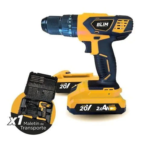 Trapano a percussione Blim 20V - 2 batterie da 2 Ah + 50 accessori - Vari colori - immagine 1