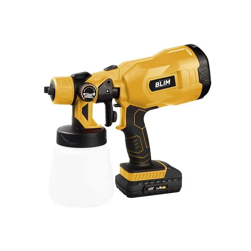 Pistola per verniciatura a batteria Blim 120W 20V 2Ah - Serbatoio da 800 ml - 18 mm max. - Viscosità massima 60 din/sec - Manipolazione semplice - immagine 1