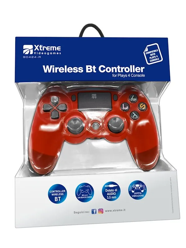 X-treme Ariete Informatica WIRELESS BT CONTROLLER 90424r rosso PLAYS 4 - immagine 1