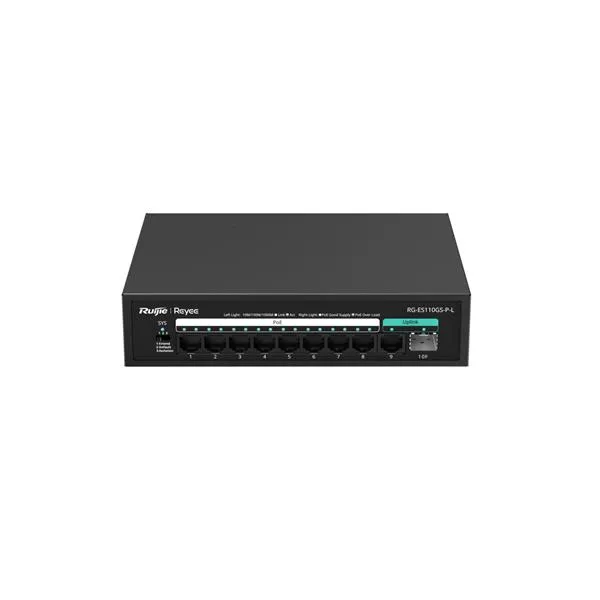 Ruijie Networks Reyee Switch Unmanaged 8XGE Poe+ 1XGE 1XSFP. POE Budget 120W RG-ES110GS-P-L - immagine 1