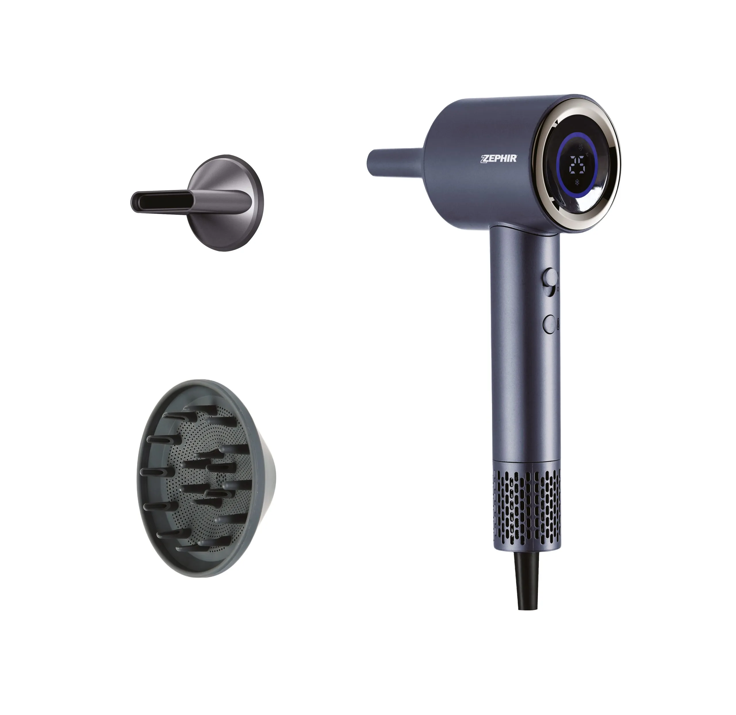 Zephir Asciugacapelli Ultrasonico Zhb4002 Grigio Metalizzato - immagine 1