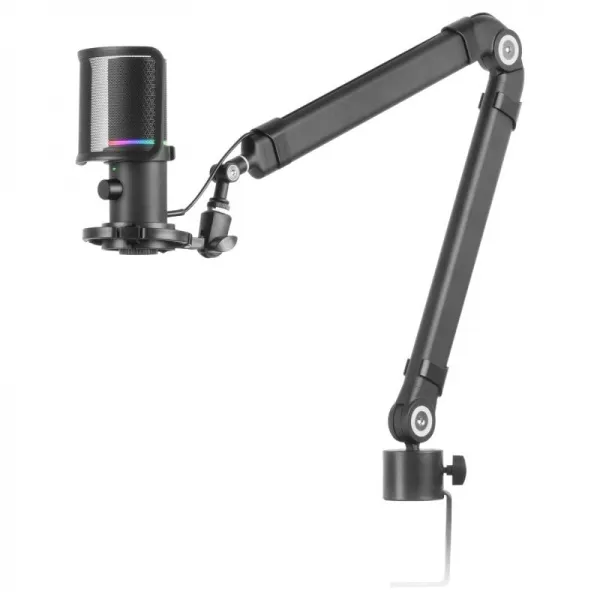 Mars Gaming MMIC-XT Microfono Personalizable - Modos Cardioide y Reduccion de Ruido - Brazo Regulable - Filtro Pop - Iluminacion ARGB - USB/3.5mm - Color Negro - immagine 1