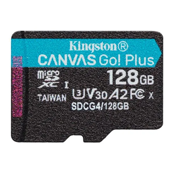 Kingston 128GB Microsdxc Canvas Go Plus Gen4 200R A2 U3 Single Pack w/o Adp SDCG4/128GBSP - immagine 1