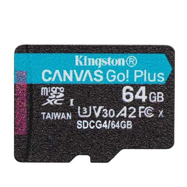 Kingston 64GB Microsdxc Canvas Go Plus Gen4 200R A2 U3 Single Pack w/o Adp SDCG4/64GBSP - immagine 1