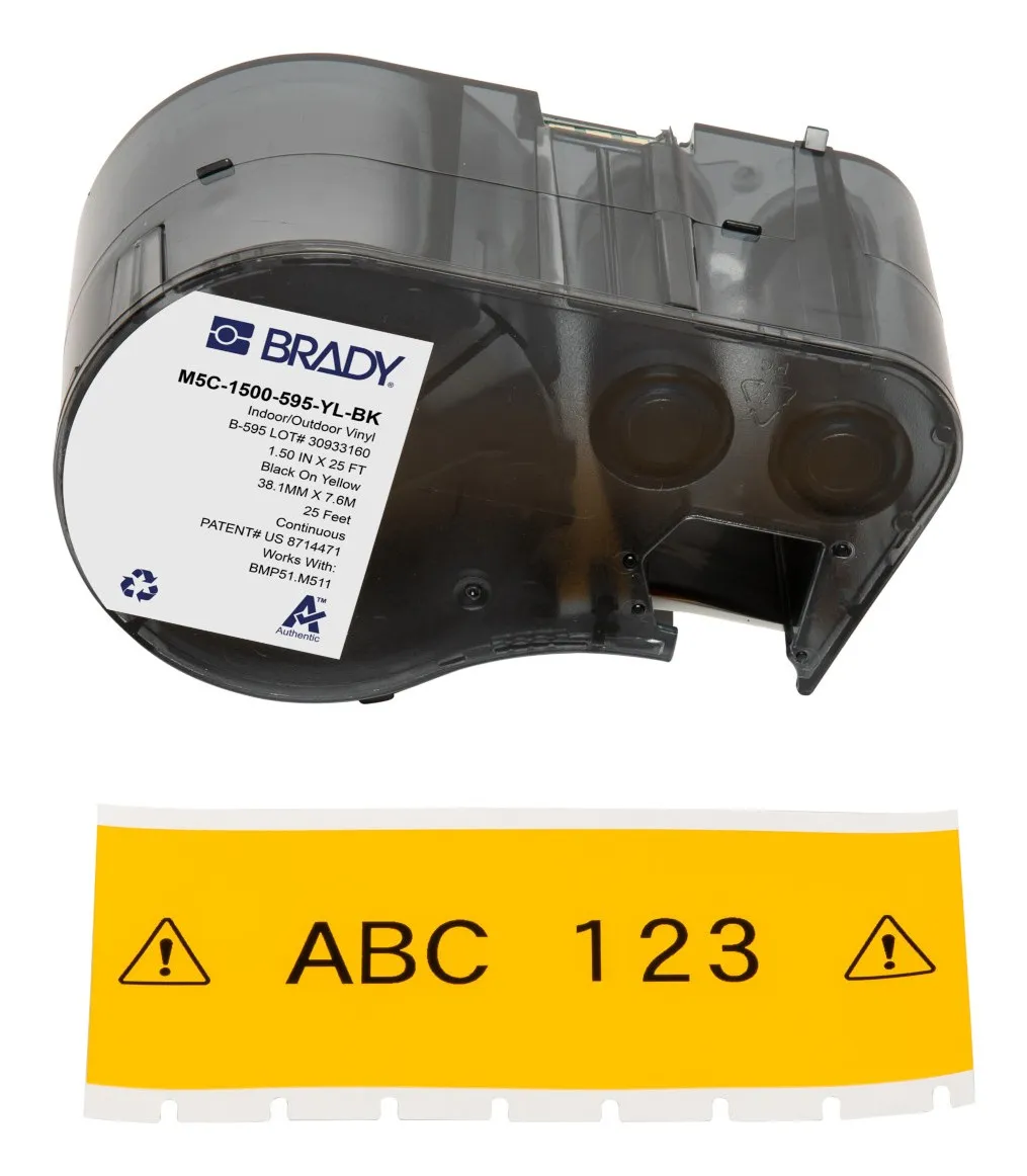 Brady M5C-1500-595-YL-BK etichetta per stampante Nero Giallo Etichetta per stampante autoadesiva - immagine 1