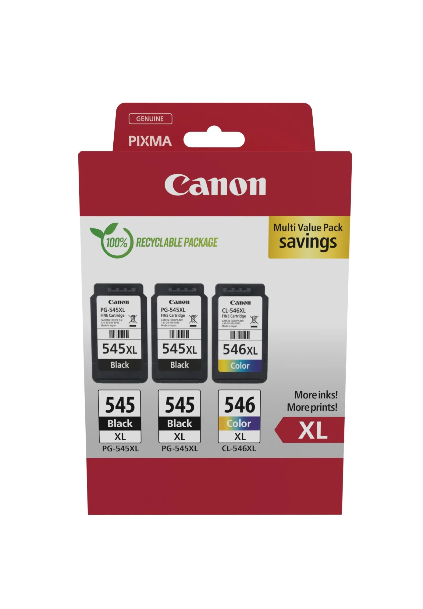 Confezione multipla da 3 cartucce d'inchiostro originali Canon PG-545XL/CL-546XL - 8286B013 - immagine 1