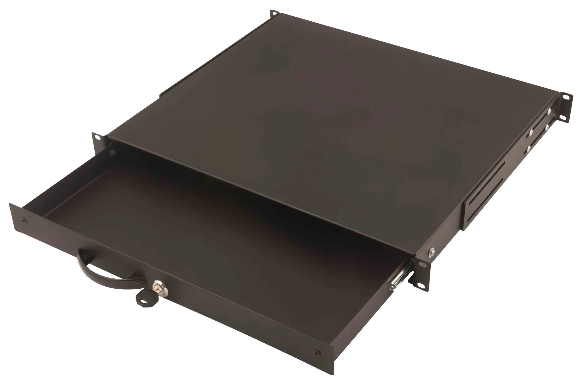 Cassetto Estraibile Con Maniglia E Chiusura A Chiave Per Armadi Rack 19 Misure Mm. 482X45X492 Colore Nero - immagine 1