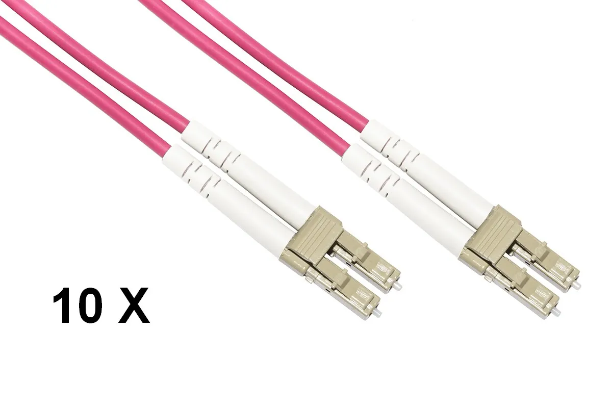 Cavo Fibra Ottica 2Mt Lc/Lc 10*Pz Multimodale Duplex Om4 50/125 Lsoh - immagine 1