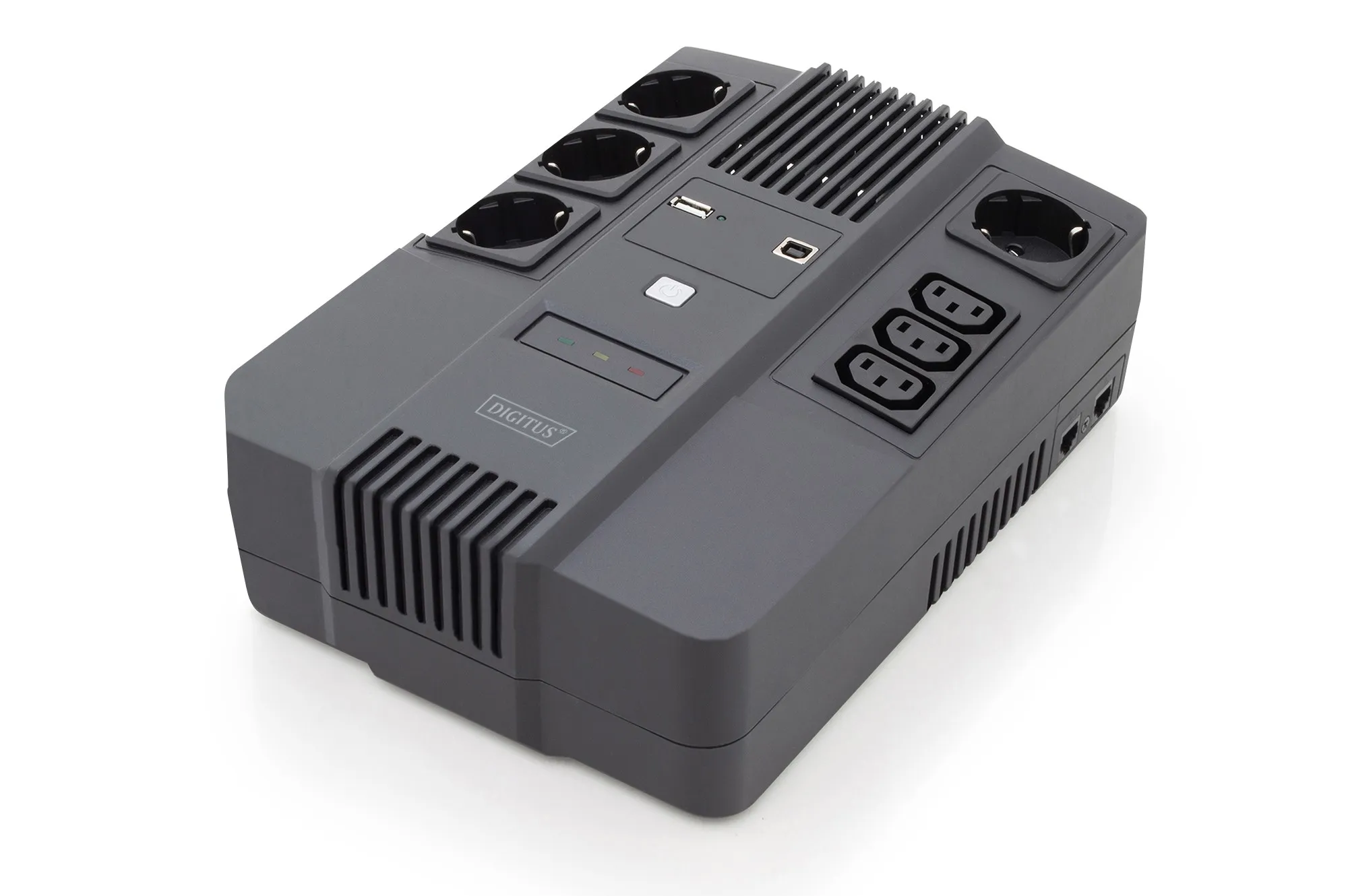 Gruppo Di Continuita 600 Va/360 Watt 4 Prese Schuko 3 Iec C13 Usb Rj45 Digitus - immagine 1