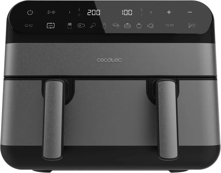 Friggitrice ad aria doppia Cecotec Cecofry Advance 9000 - 2800W - Capacità 9L - Temperatura regolabile - Acciaio inossidabile - Pannello touch - Divisorio mobile - Nero e grigio - immagine 1