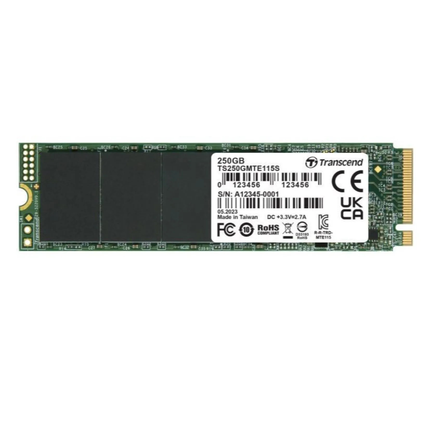 Transcend 250GB M.2 2280 Pcie Gen3x4 Nvme Tlc Dram-Less TS250GMTE115S - immagine 1