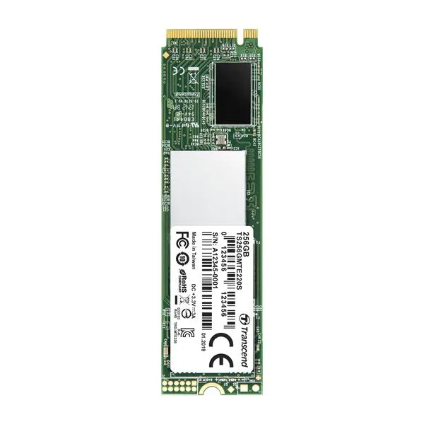 Transcend 256GB M.2 2280 Pcie GEN3X4 M-Key 3D Tlc With Dram TS256GMTE220S - immagine 1