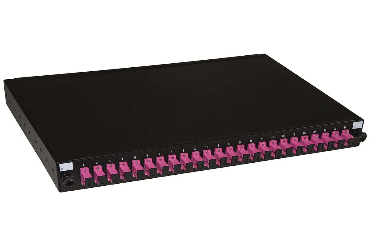 Pannello Fibra Ottica 19 Con 24 Adattatori Sc Simplex Om4 Profondita' 250 Mm Con Pigtail Installati Colore Nero - immagine 1