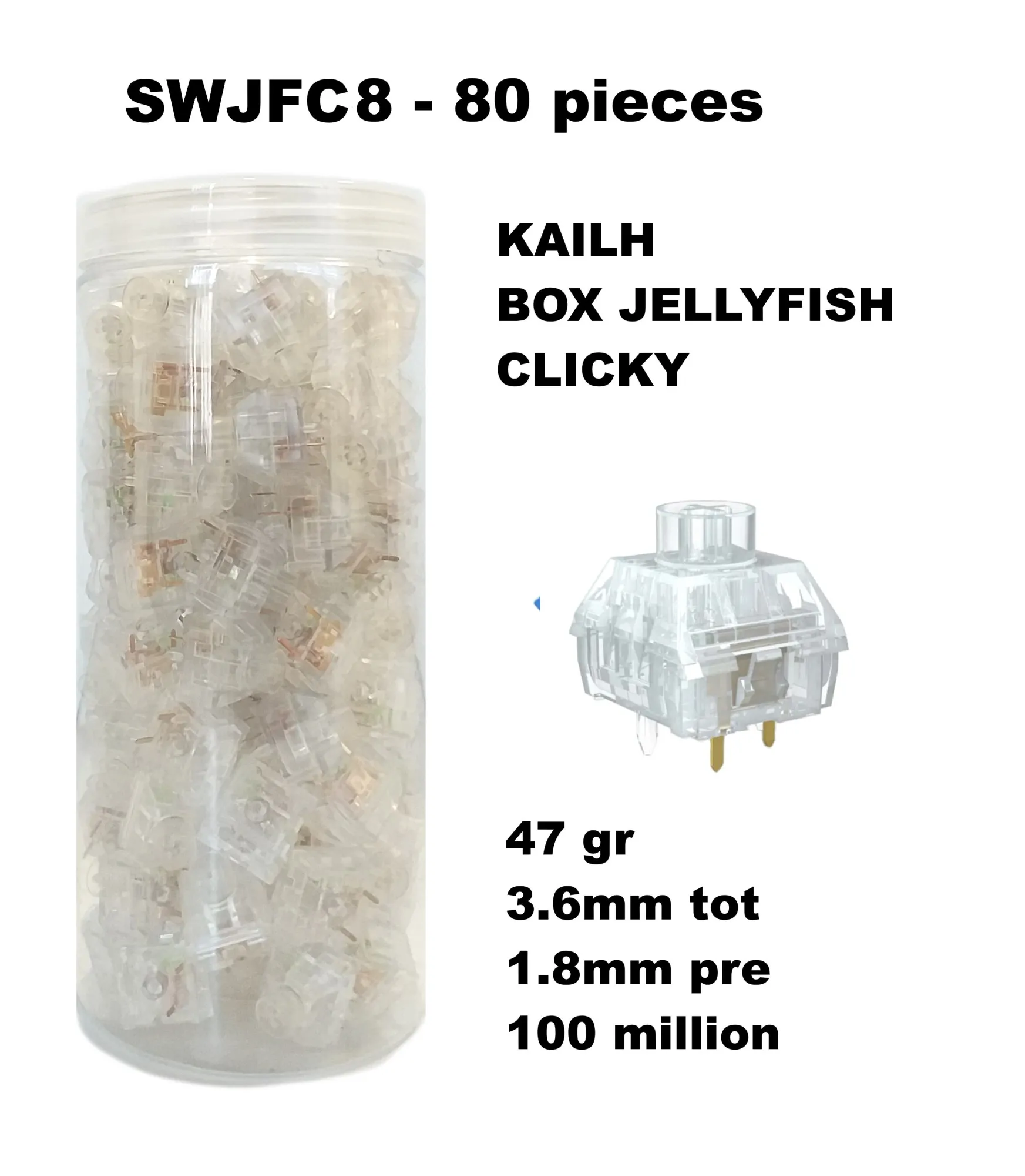 Set 80 Sottotasti Switches Kailh Jellyfish Click-Bar - immagine 1