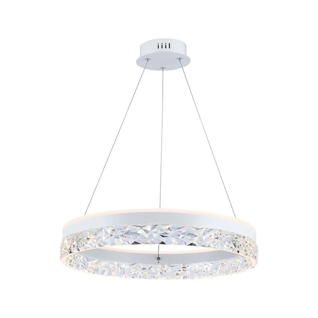 V-TAC Lampadario LED a Sospensione Circolare 25W in Metallo Colore Bianco d: 50cm h: 122cm 3000K - immagine 1