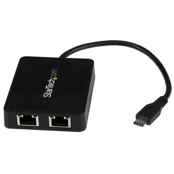 Startech Adattatore Da Usb-C A Doppio Gigabit Ethernet Con Porta USB 3.0 - Di Rete USB Tipo-C 2x RJ45 (US1GC301AU2R) US1GC301AU2R - immagine 1