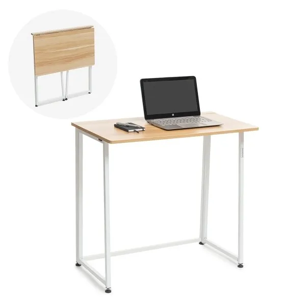 Scrivania pieghevole Innovagoods Dolenkaf - Supporta fino a 50 kg - Facile da trasportare e riporre - Facile da pulire - 80x75x45 cm - Marrone e bianco - immagine 1