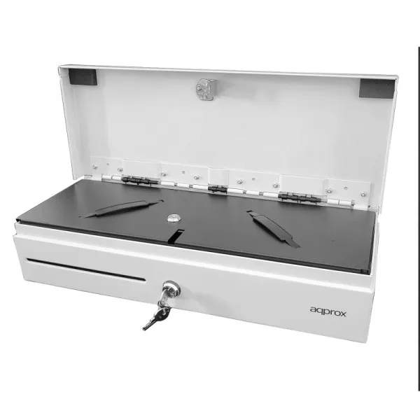 Approx Compact Electric Cash Drawer - 14 Scomparti - Apertura Manuale e Automatica - Connessione RJ11 - Colore Bianco - immagine 1