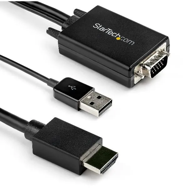 Startech Cavo Adattatore Da Vga A Hdmi 2 M - Alimentazione Via USB 1080p -Convertitore Attivo (m) (VGA2HDMM2M) VGA2HDMM2M - immagine 1
