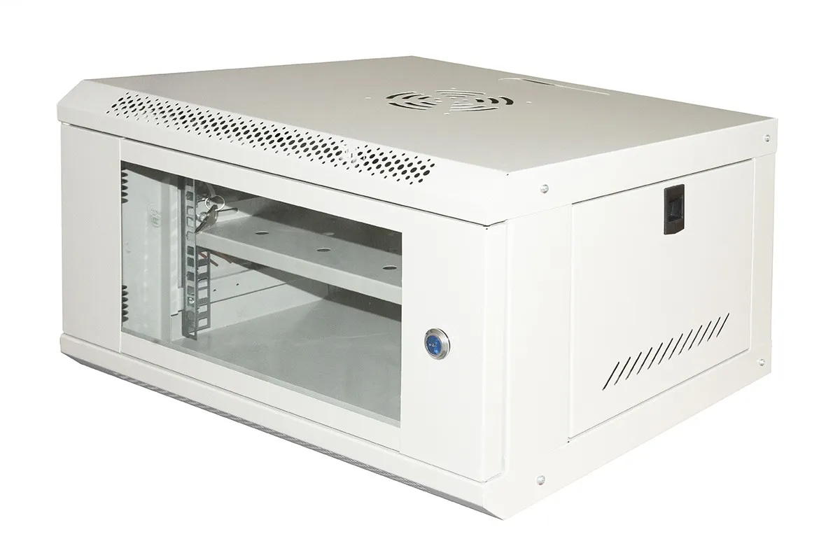 Armadio Rack 19 6U Link Serie Light Colore Grigio Con Porta Vetro (Axpxl) Mm 300X400X530 Ripiano Incluso - immagine 1