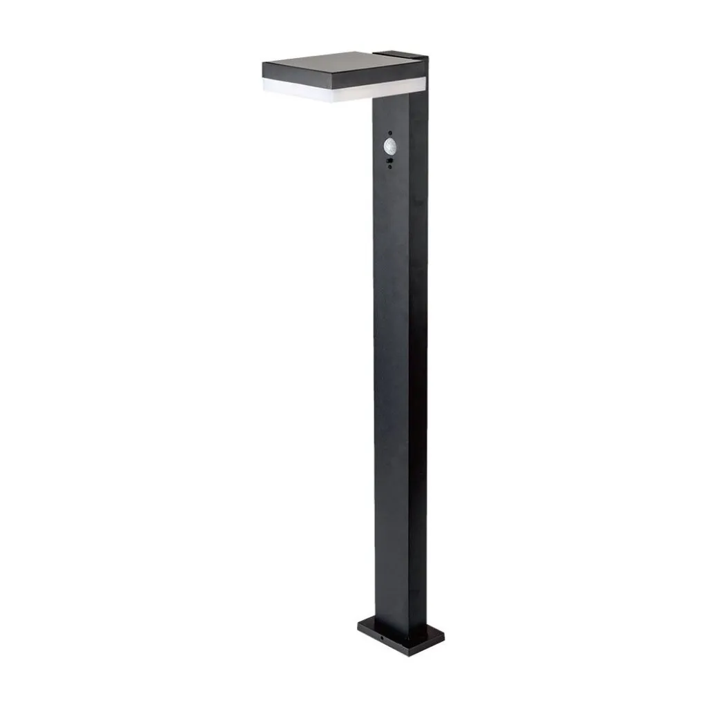 V-TAC Piantana Solare LED da Giardino Quadrata con Sensore PIR 5.5W Corpo Nero 155*299*155mm 3000K IP54 - immagine 1