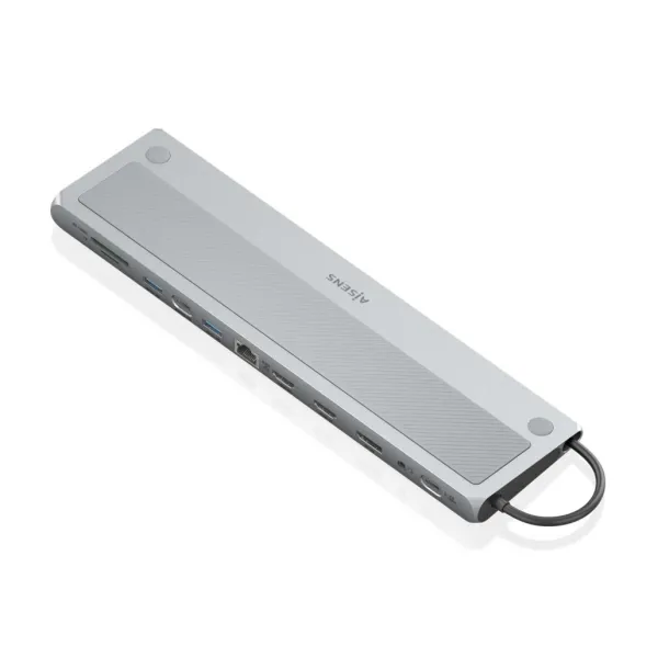 Dock USB-C Aisens 12 in 1 - USB-C a 2xHDMI - 1xDisplayPort - 1xRJ45 - 3xUSB-A USB3.0 - 1xUSB-C - 1xUSB-C PD - 1xSD - 1xMicro SD - 1xAudio - 30 cm - Colore Grigio - immagine 1