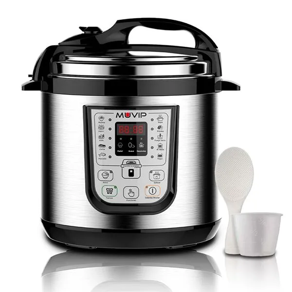 Pentola a pressione elettrica Muvip - 6 litri - 15 programmi disponibili - 1000 W - Display LED - Acciaio inossidabile - Completamente rimovibile - Controllo tempo e temperatura - immagine 1