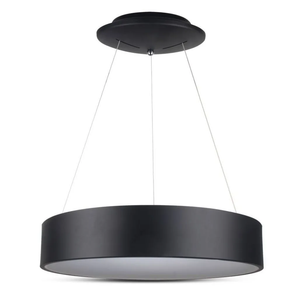 V-TAC Lampadario LED a Sospensione Circolare 25W in Metallo Colore Nero d: 45cm h: 120cm 3000K - immagine 1