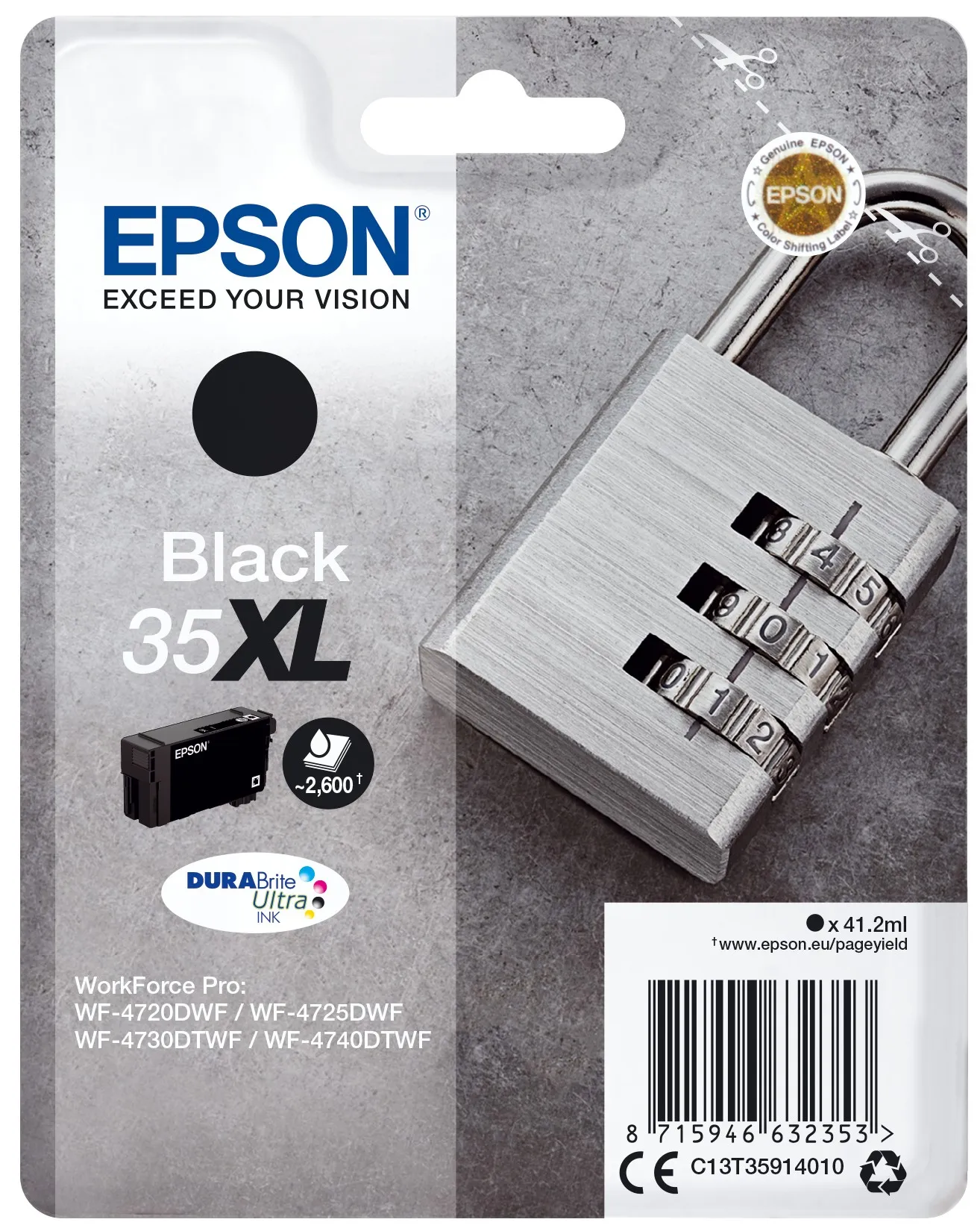 ORIGINALE Epson Cartuccia d'inchiostro nero C13T35914010 35XL 2600 pagine 412ml - immagine 1