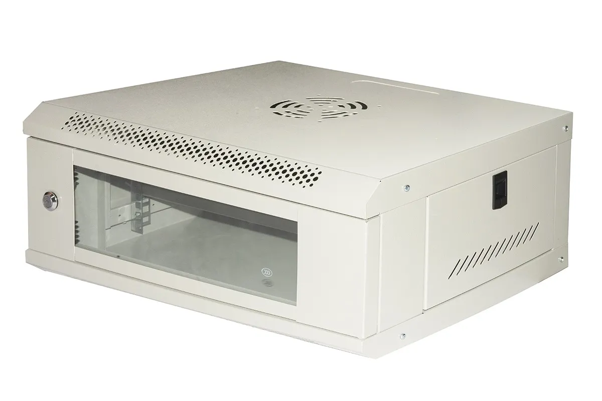 Armadio Rack 19 4U Link Serie Light Colore Grigio Con Porta Vetro (Axpxl) Mm 240X400X530 Ripiano Incluso - immagine 1