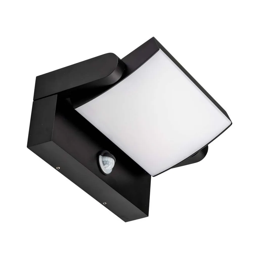 V-TAC Lampada LED da Muro Rettangolare 17W 120LM/W Con Sensore PIR Colore Nero Ruotabile 3000K IP65 - immagine 1