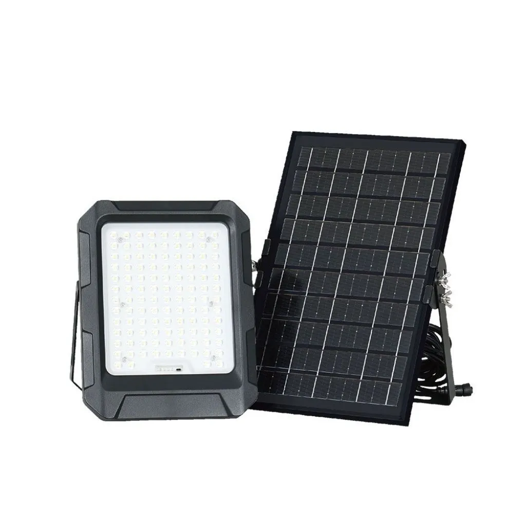 V-TAC Faro LED con Telecomando e Pannello Solare 10W Batteria sostituibile Cavo da 3m Colore Nero 4000K - immagine 1